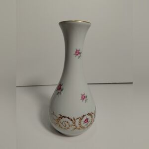 7 " Limoges Rose & Gold Elegant Pattern Porcelain Vase